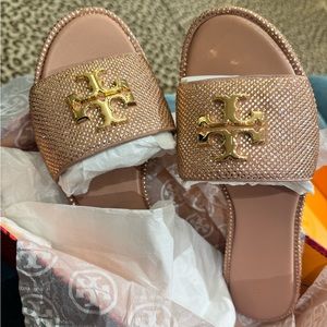 Brand New Authentic Tory Burch Rose Gold Crystal Sandals